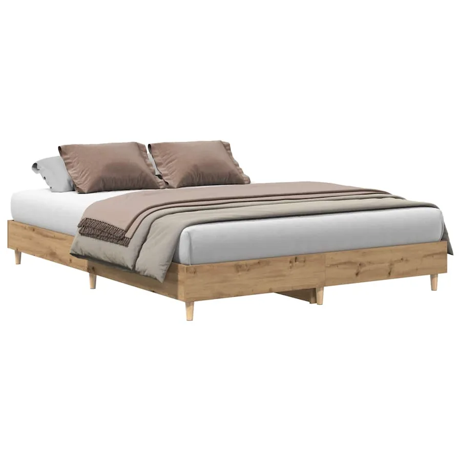 Cadre de lit sans matelas chêne artisanal 150x200 cm - 2