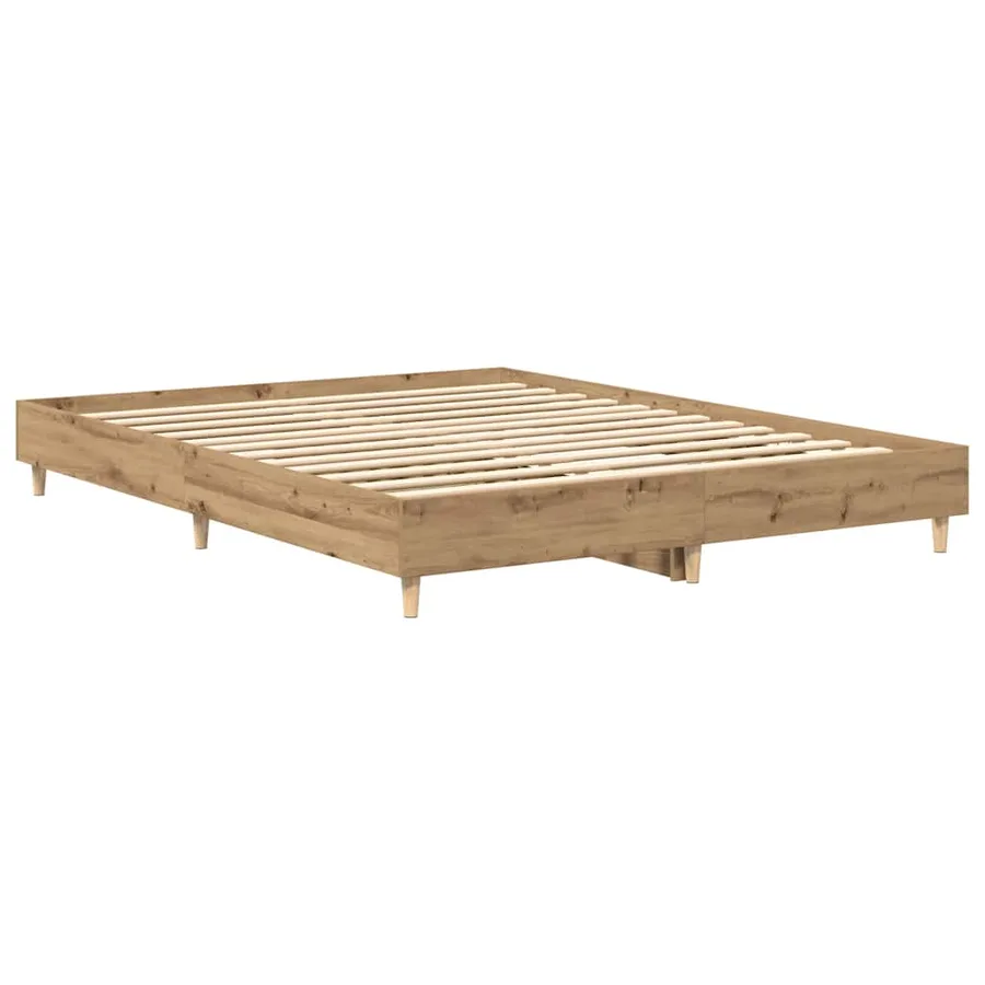 Cadre de lit sans matelas chêne artisanal 150x200 cm - 4