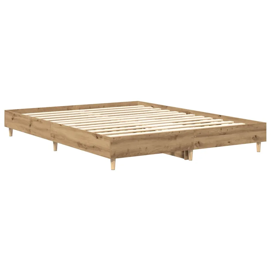 Cadre de lit sans matelas chêne artisanal 150x200 cm - 7