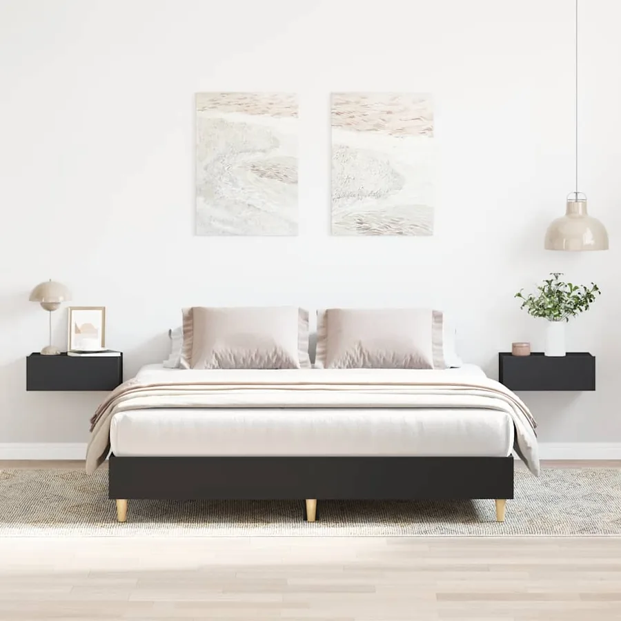 Cadre de lit sans matelas noir 150x200 cm bois d'ingénierie