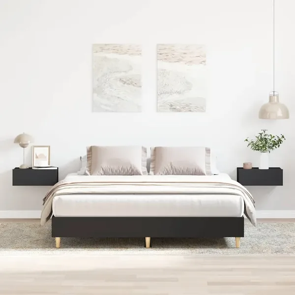 Cadre de lit sans matelas noir 150x200 cm bois d'ingénierie