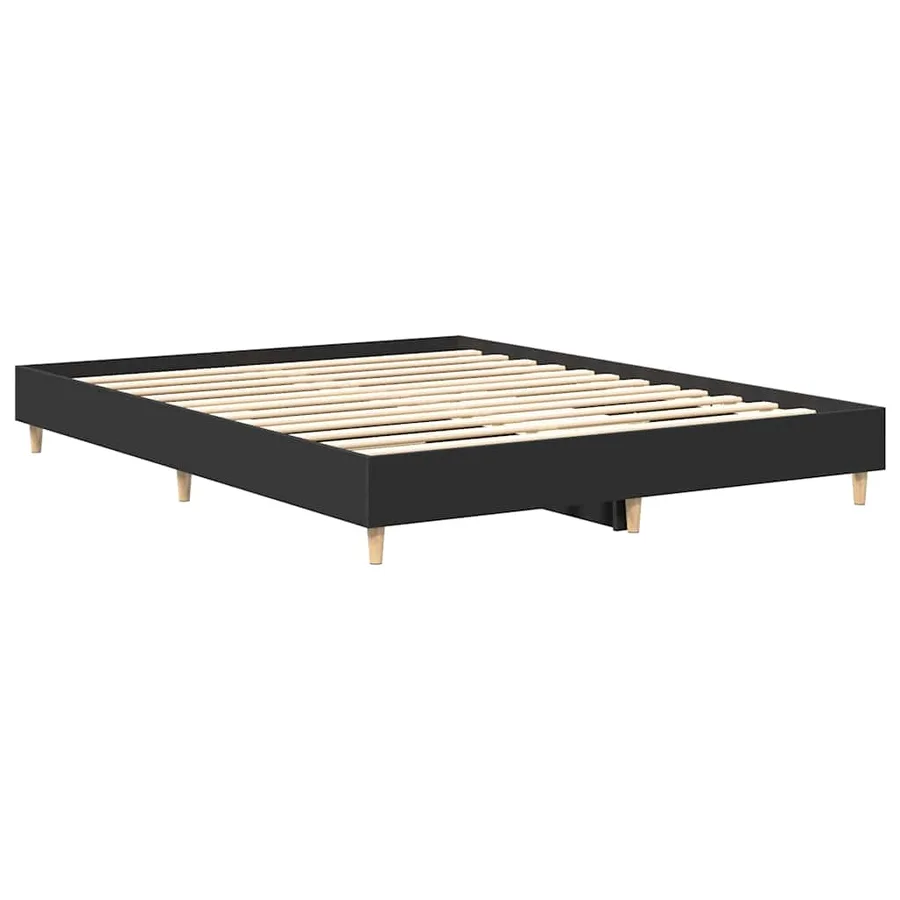 Cadre de lit sans matelas noir 150x200 cm bois d'ingénierie - 4