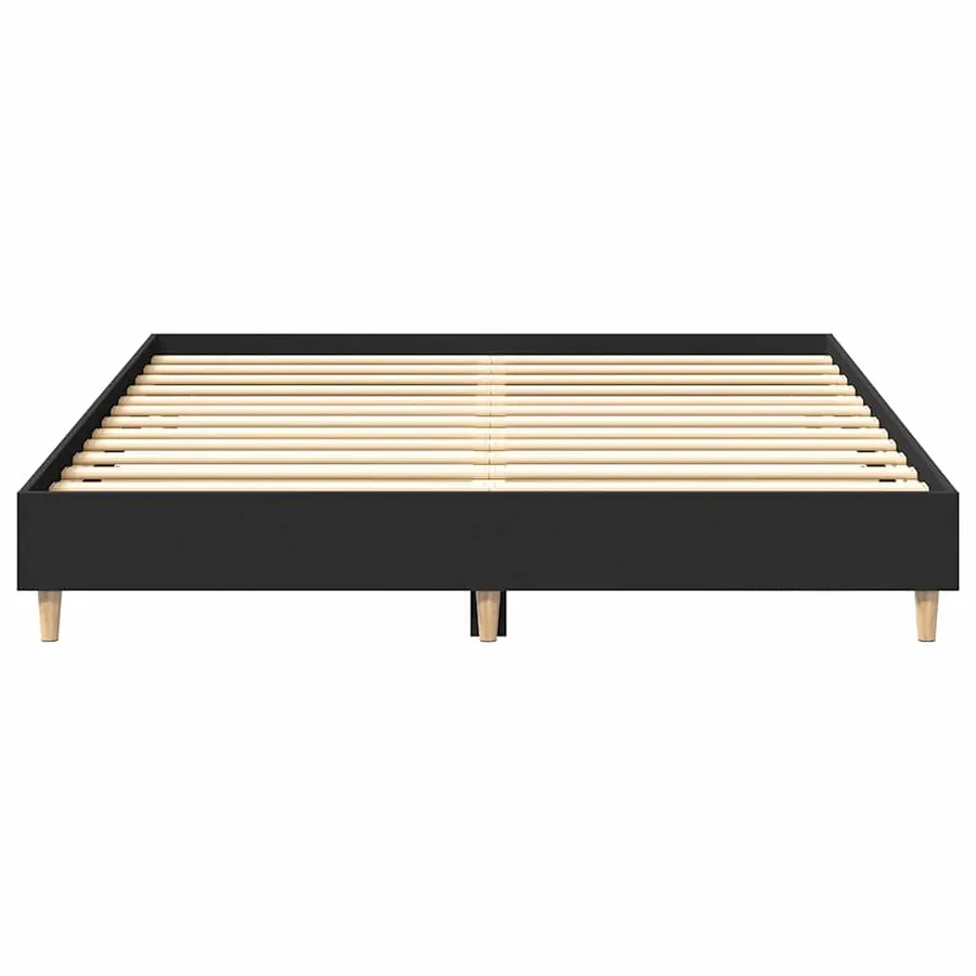 Cadre de lit sans matelas noir 150x200 cm bois d'ingénierie - 5