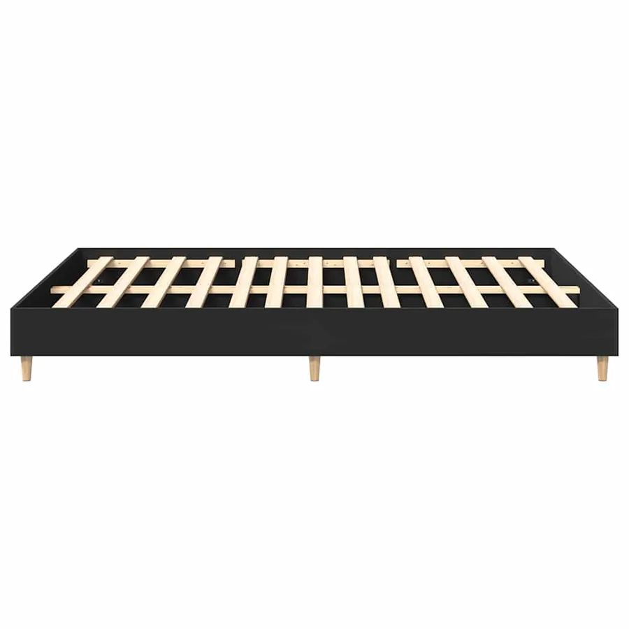 Cadre de lit sans matelas noir 150x200 cm bois d'ingénierie - 6