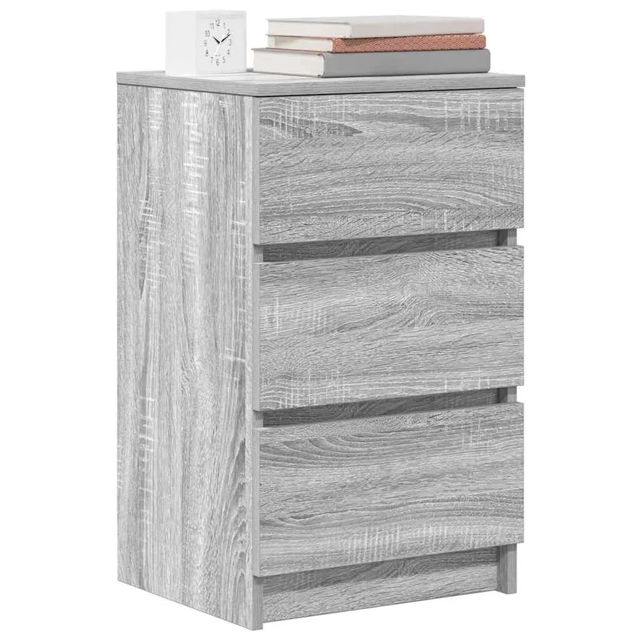 Table de chevet avec 3 tiroirs sonoma gris 39x35x65 cm - 4