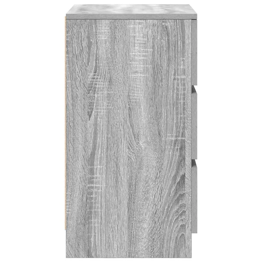 Table de chevet avec 3 tiroirs sonoma gris 39x35x65 cm - 7