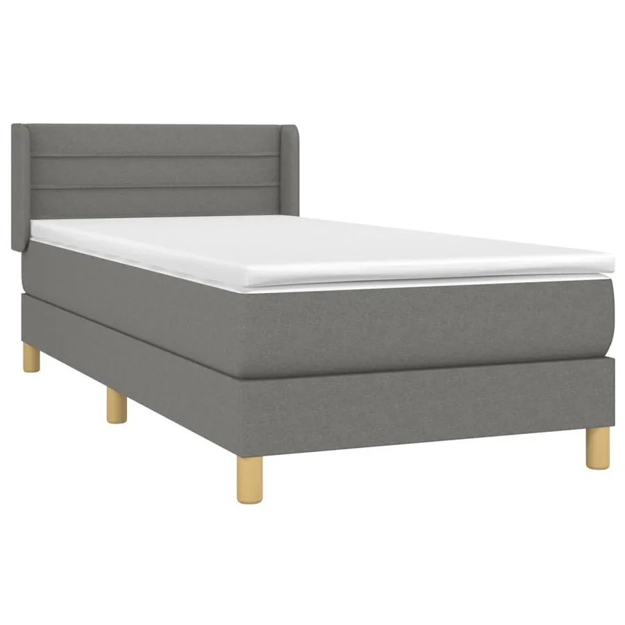 Sommier à lattes de lit avec matelas Gris foncé 80x200 cm Tissu - 3