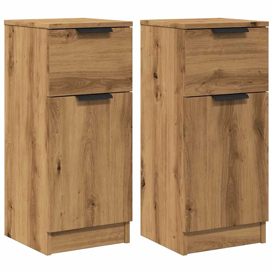 Buffets 2 pcs chêne artisanal 30x30x70 cm bois d'ingénierie - 2