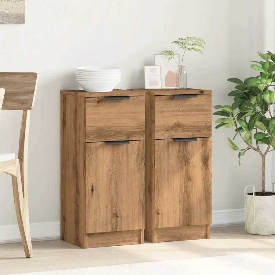 Buffets 2 pcs chêne artisanal 30x30x70 cm bois d'ingénierie - 3
