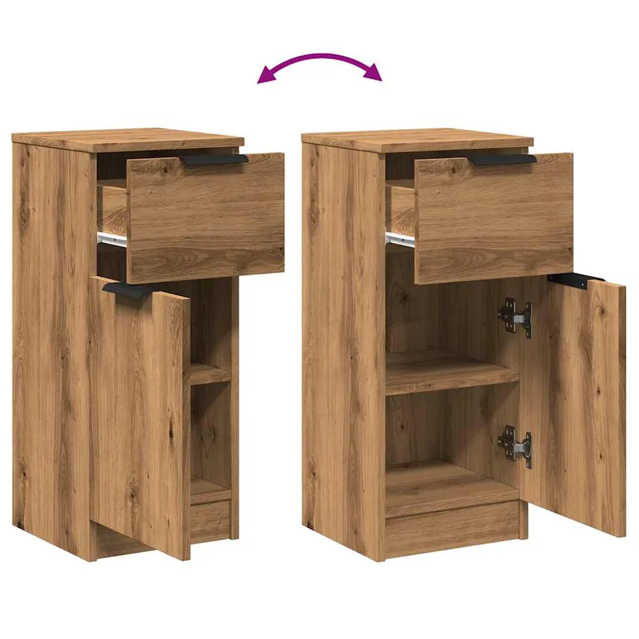 Buffets 2 pcs chêne artisanal 30x30x70 cm bois d'ingénierie - 9