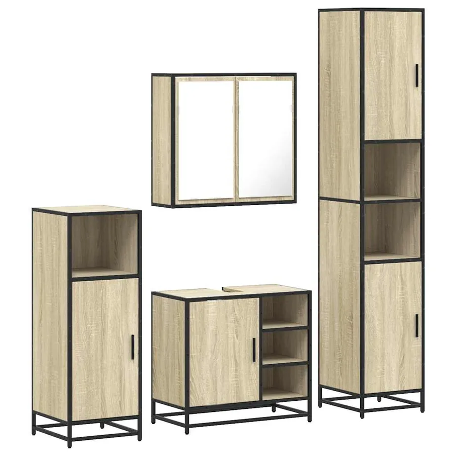 Ensemble de meubles de salle de bain 4 pcs chêne sonoma - 2