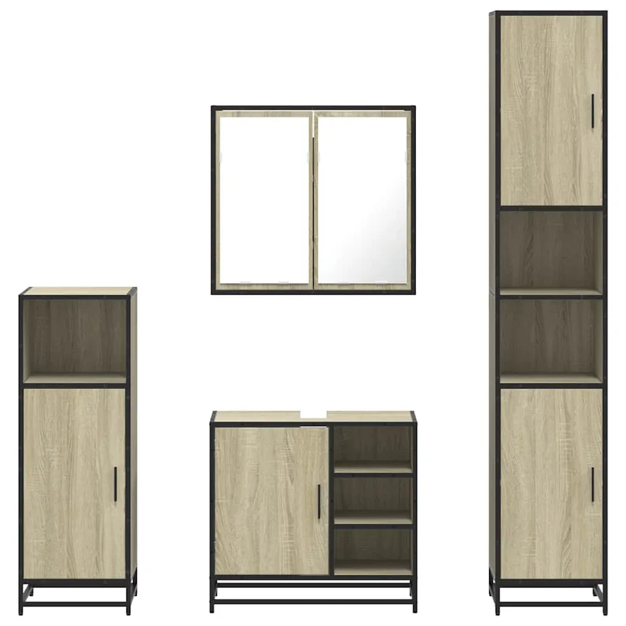 Ensemble de meubles de salle de bain 4 pcs chêne sonoma - 5