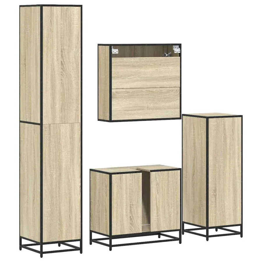 Ensemble de meubles de salle de bain 4 pcs chêne sonoma - 8