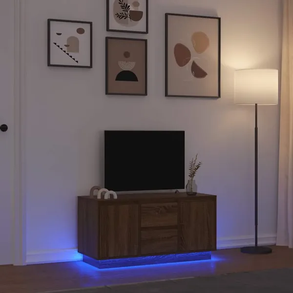 Meuble TV avec lumières LED chêne marron 100x41x50 cm