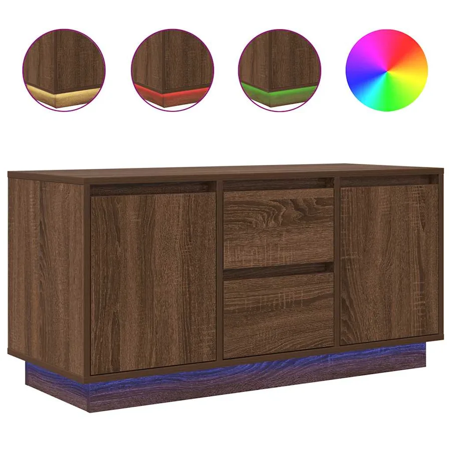 Meuble TV avec lumières LED chêne marron 100x41x50 cm - 2
