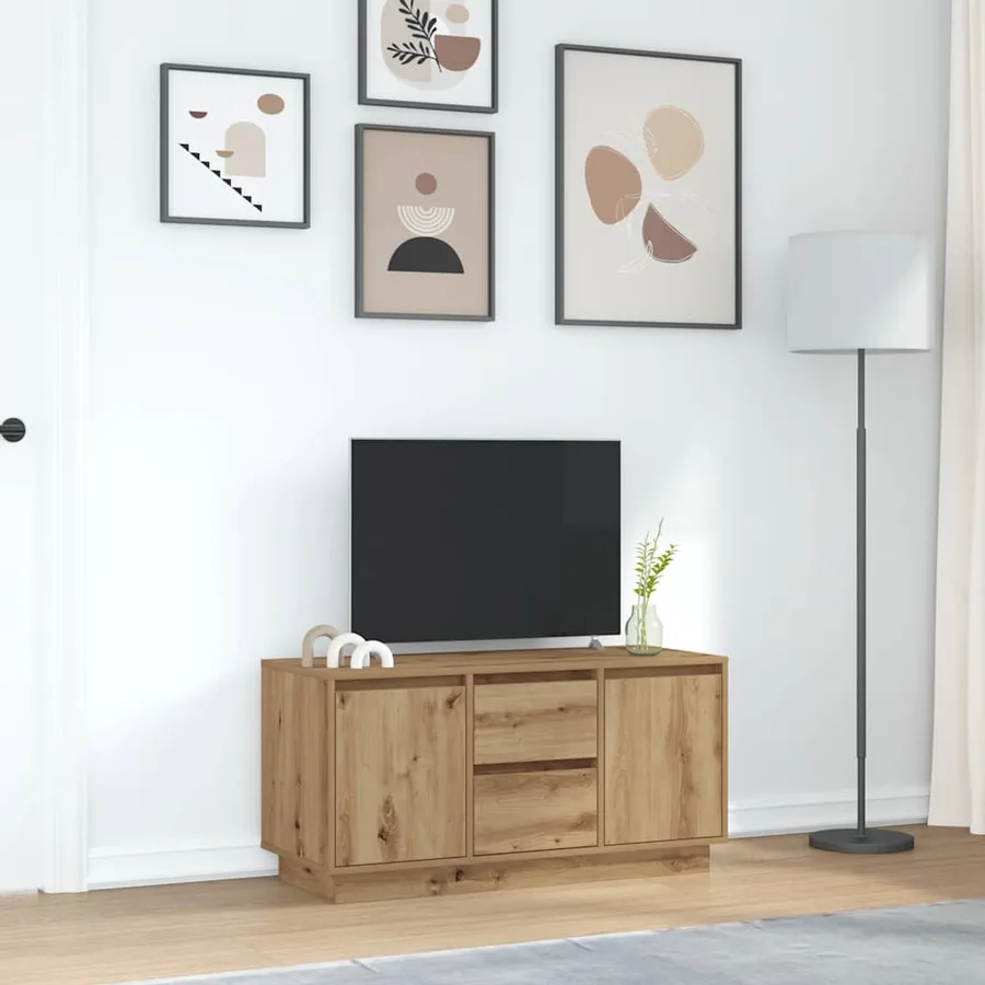 Meuble TV avec éclairages LED chêne artisanal 100x41x50 cm - 4