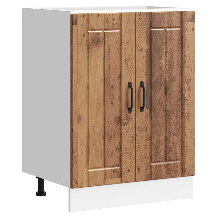 Meuble de base de lavabo Lucca vieux bois bois d'ingénierie