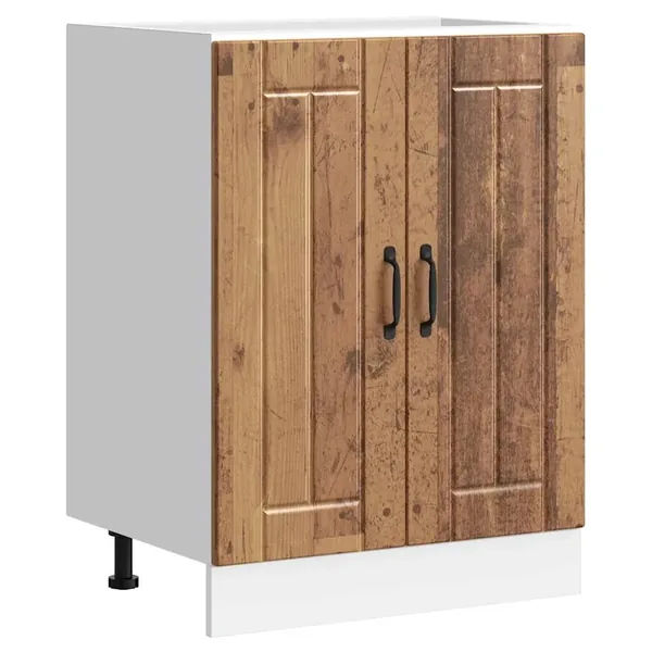 Meuble de base de lavabo Lucca vieux bois bois d'ingénierie