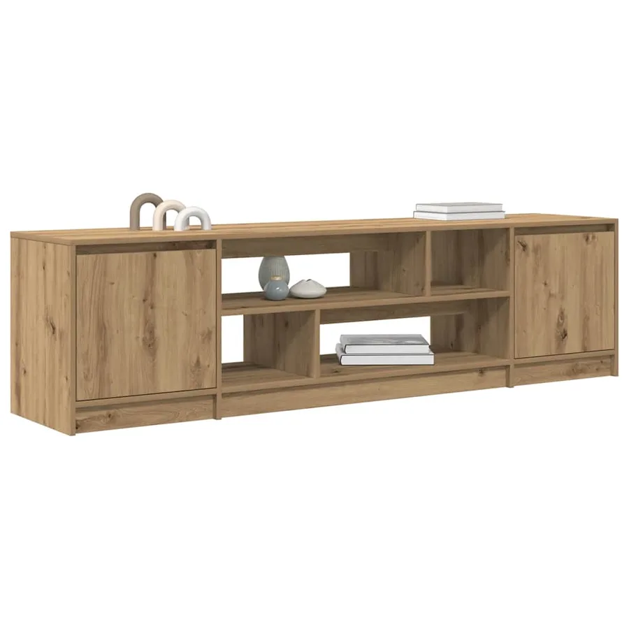 Meuble TV chêne artisanal 188,5x41x50 cm bois d'ingénierie - 4