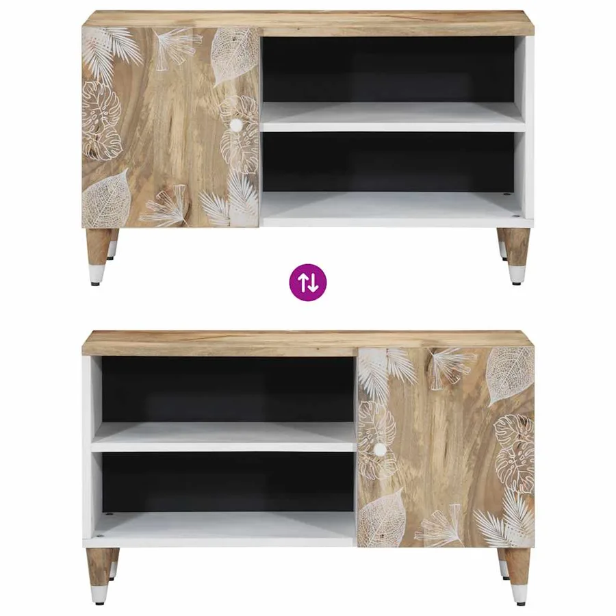 Meuble TV 80x31,5x46 cm bois massif de manguier - 6