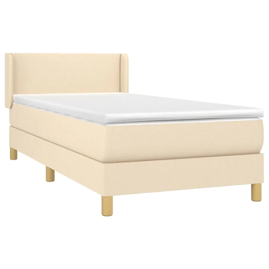 Sommier à lattes de lit avec matelas Crème 100x200 cm Tissu - 3