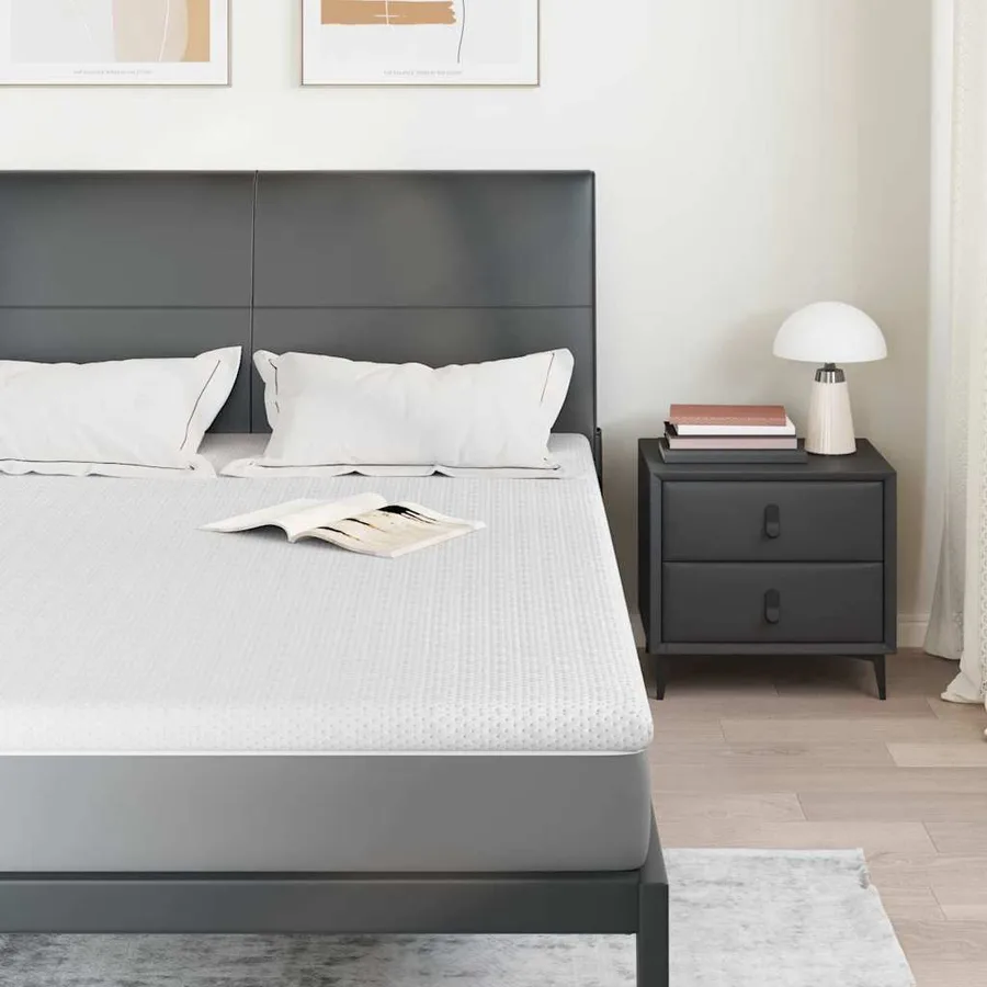 Surmatelas Blanc 140 x 200 cm Tissu Jacquard - 3