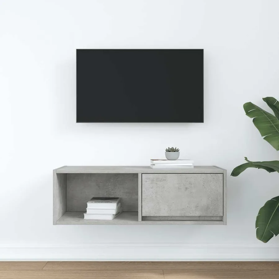 Meuble TV gris béton 80x31x25,5 cm bois d'ingénierie - 3