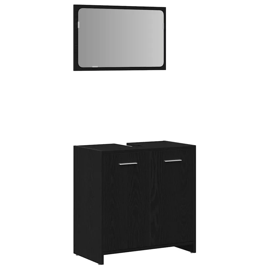 Armoire de salle de bain avec miroir chêne noir - 2