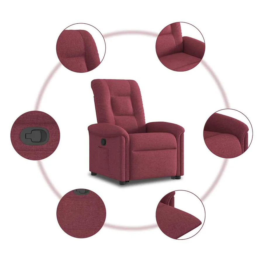 Fauteuil inclinable rouge bordeaux tissu - 10