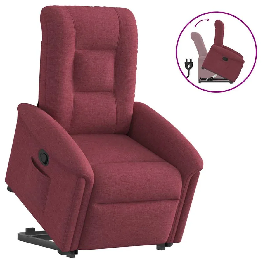 Fauteuil inclinable rouge bordeaux tissu - 9