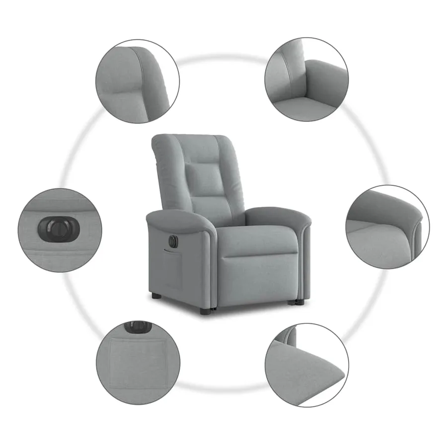 Fauteuil inclinable électrique gris clair tissu - 11
