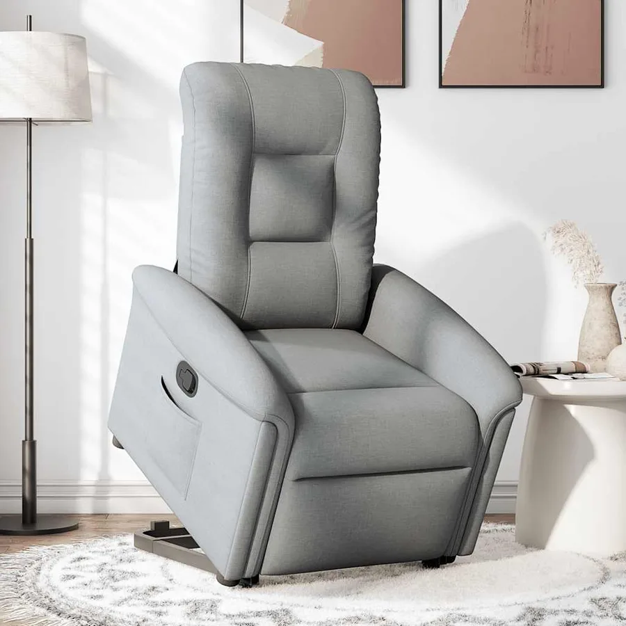 Fauteuil inclinable électrique gris clair tissu - 3