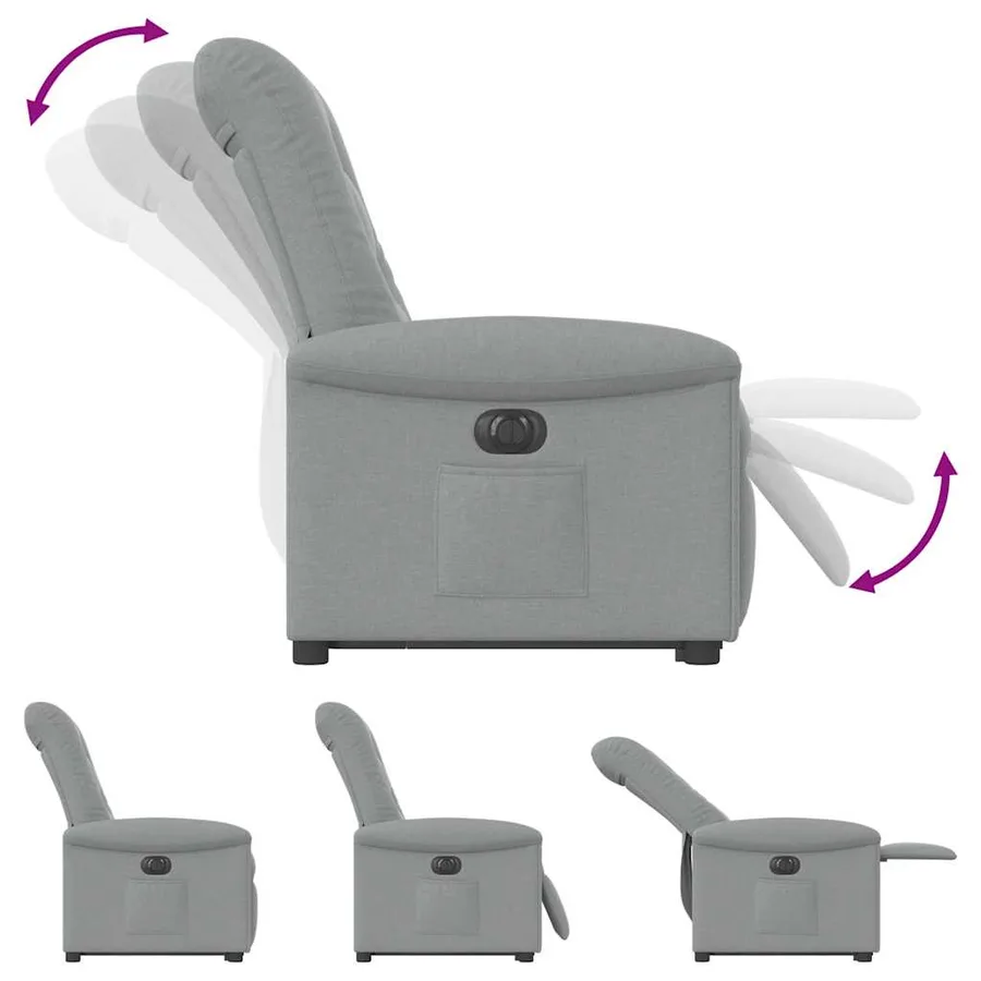 Fauteuil inclinable électrique gris clair tissu - 8