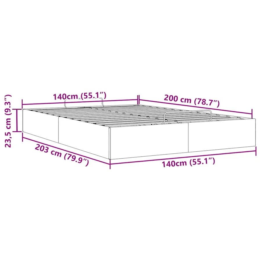 Cadre de lit ottoman sans matelas gris clair 140x200 cm velours - 14