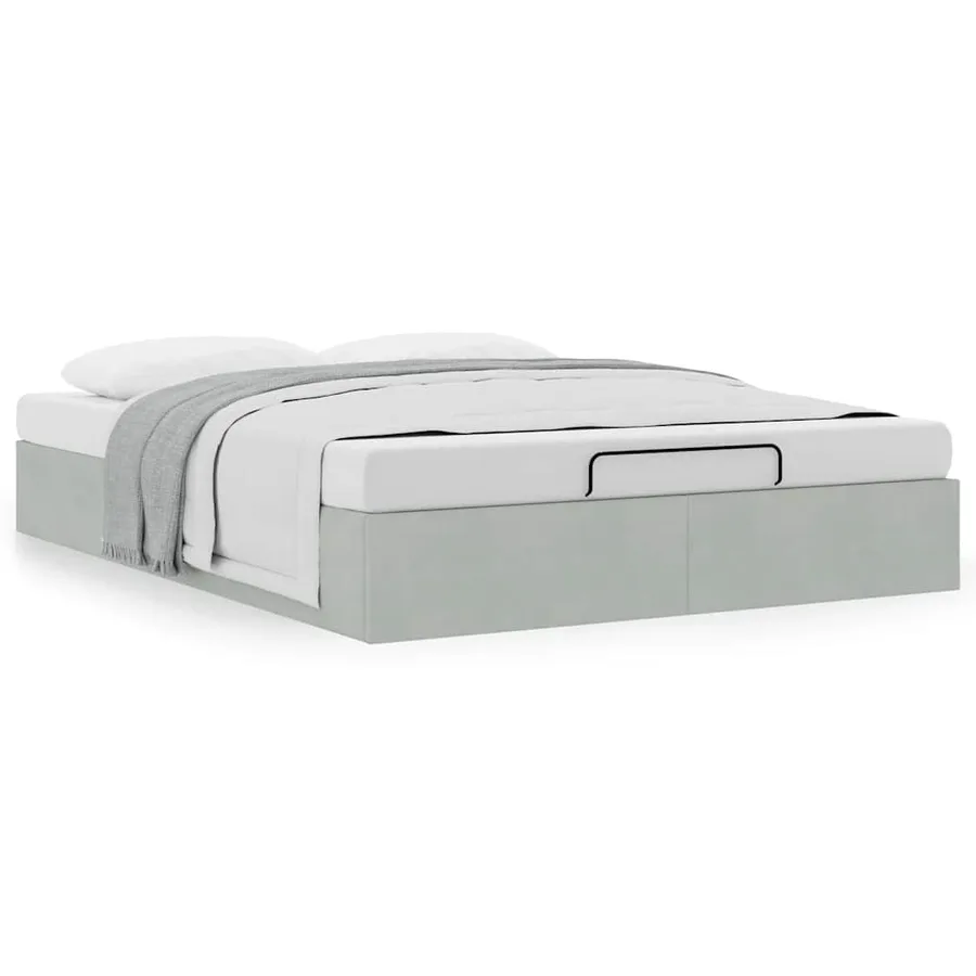 Cadre de lit ottoman sans matelas gris clair 140x200 cm velours - 4