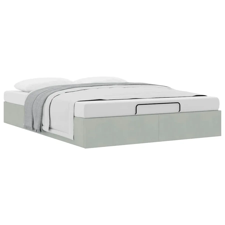 Cadre de lit ottoman sans matelas gris clair 140x200 cm velours - 5