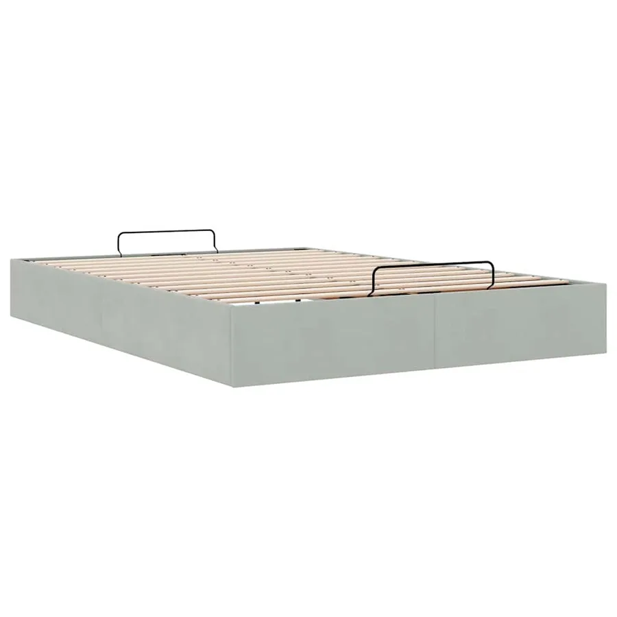 Cadre de lit ottoman sans matelas gris clair 140x200 cm velours - 6