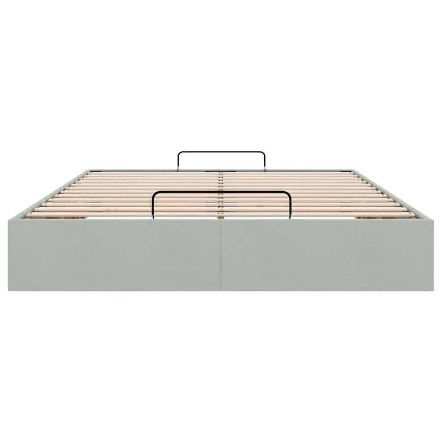 Cadre de lit ottoman sans matelas gris clair 140x200 cm velours - 7