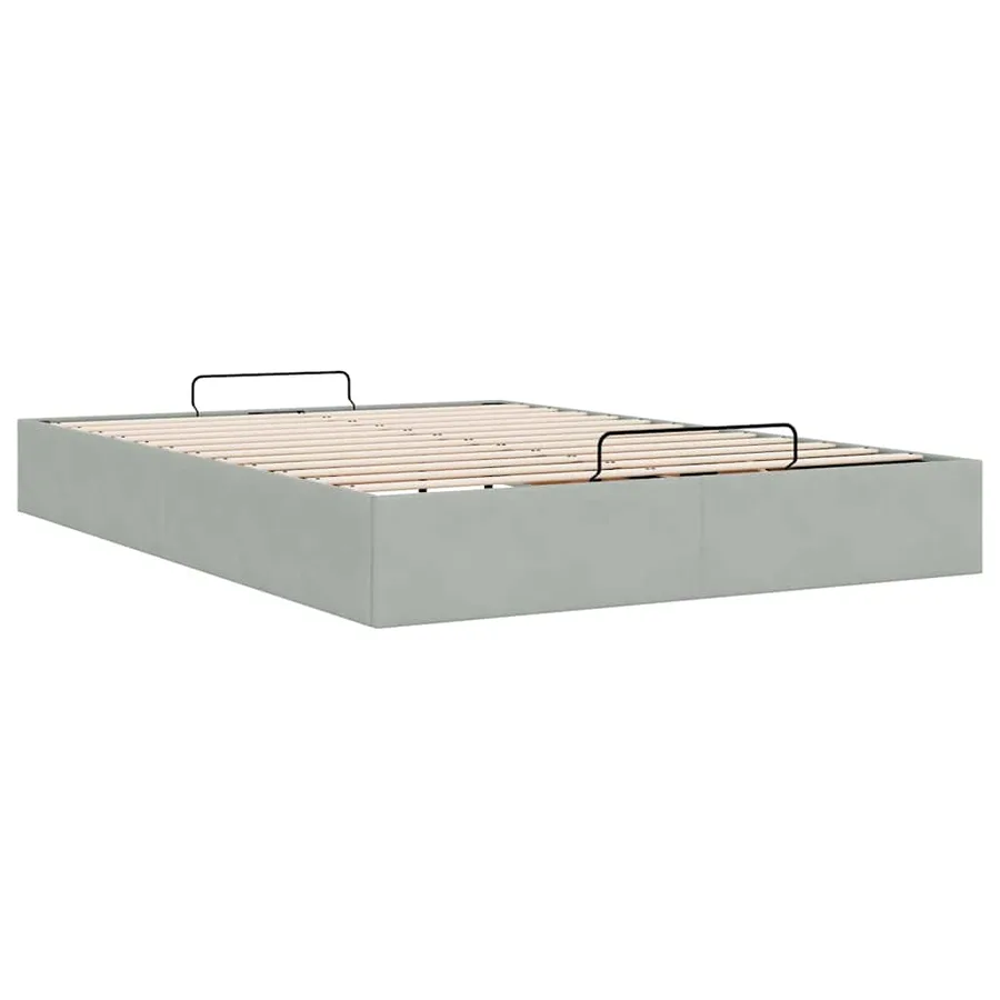 Cadre de lit ottoman sans matelas gris clair 140x200 cm velours - 9