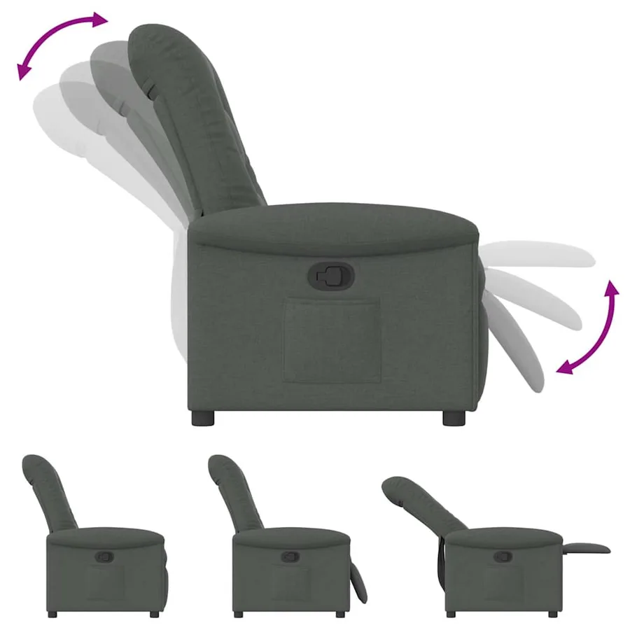Fauteuil inclinable Gris foncé Tissu - 6