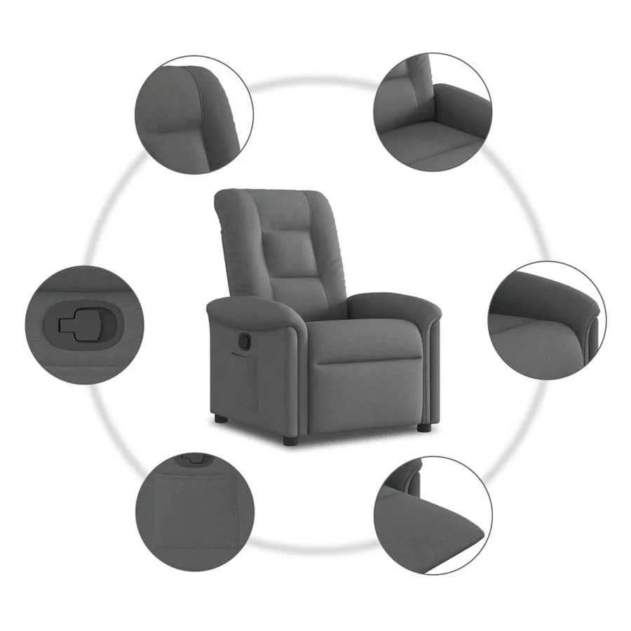 Fauteuil inclinable Gris foncé Tissu - 7