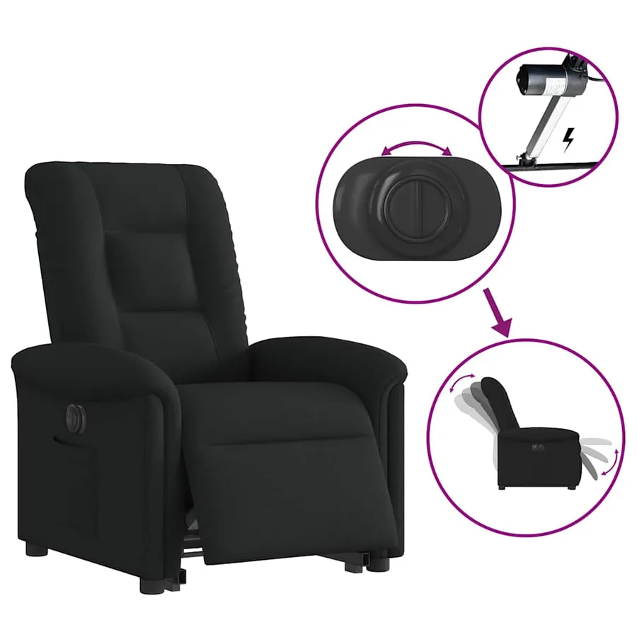 Fauteuil inclinable électrique noir tissu - 10