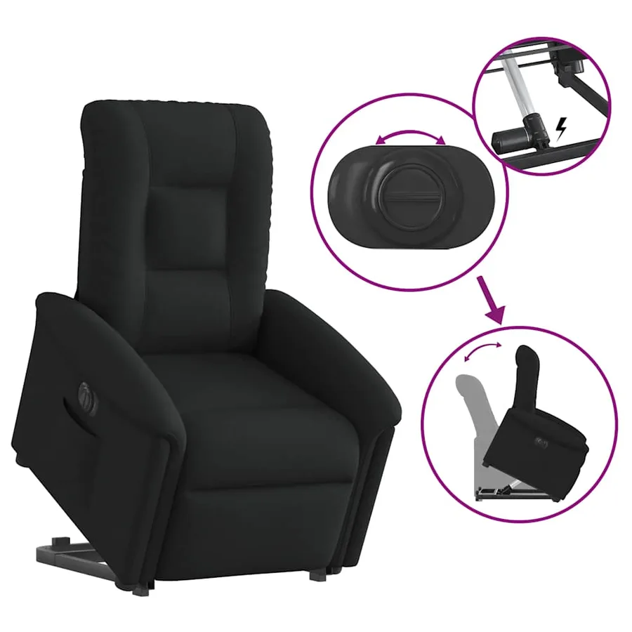 Fauteuil inclinable électrique noir tissu - 9