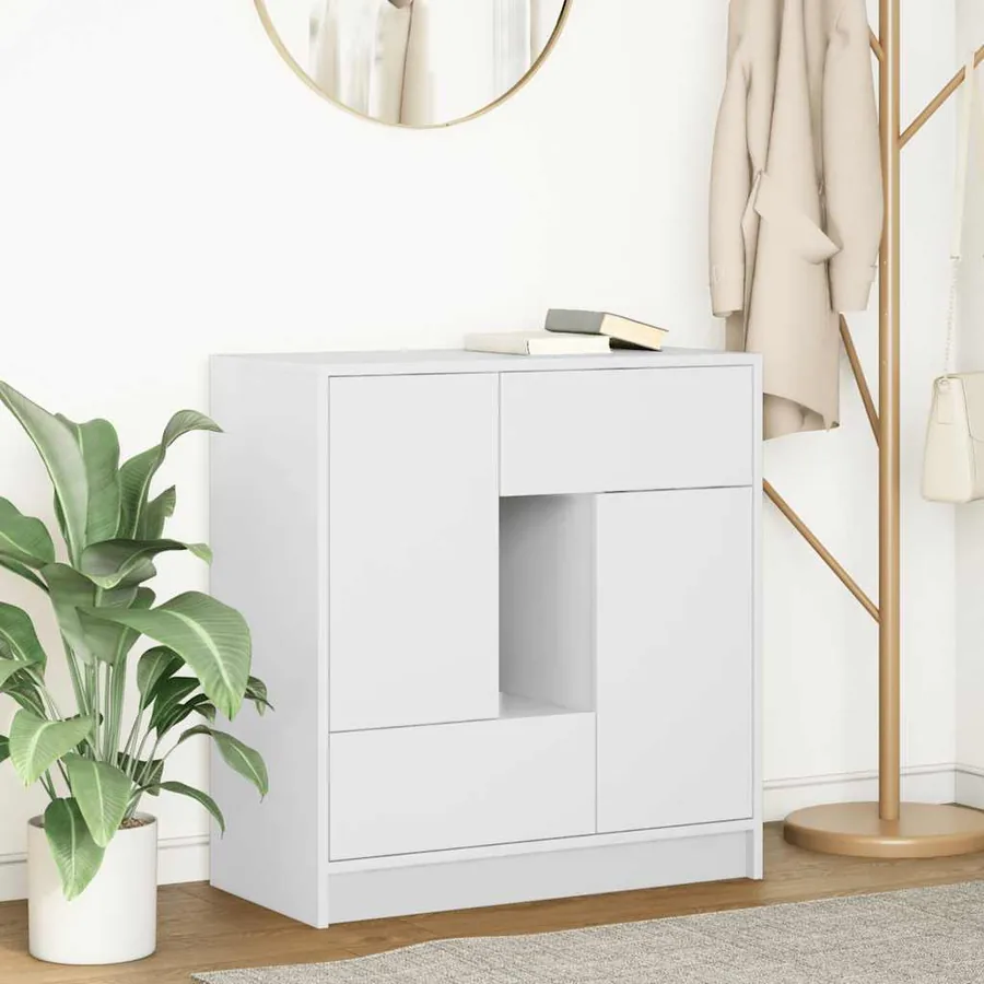Buffet avec tiroirs et portes blanc 70,5x34x74,5 cm
