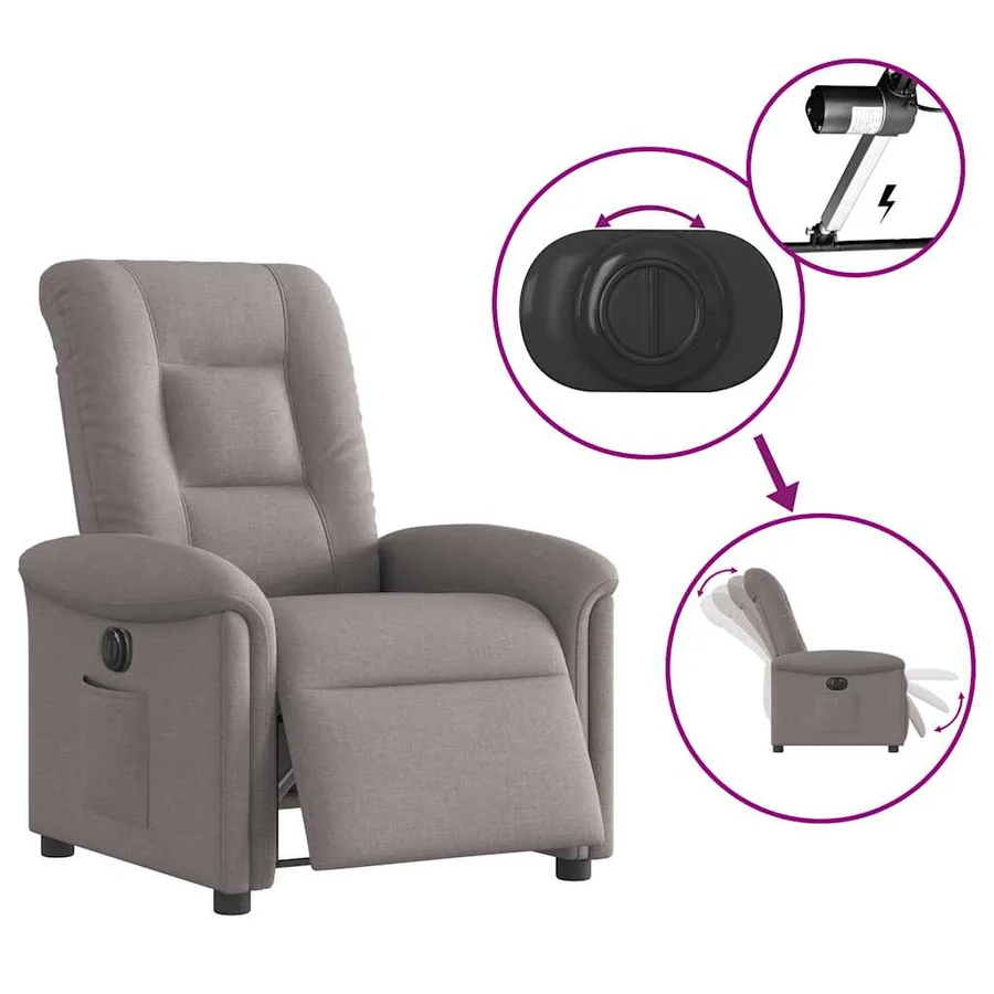 Fauteuil inclinable électrique Taupe Tissu - 9
