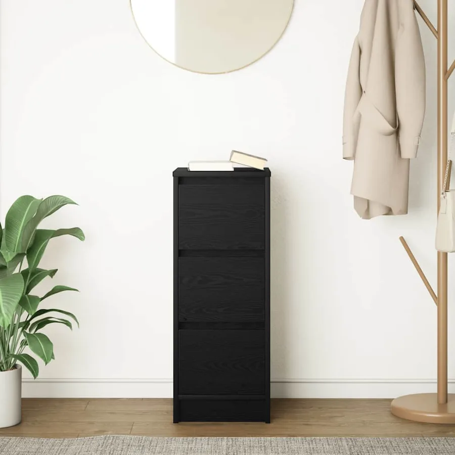 Buffet chêne noir 29,5x34x76 cm bois d'ingénierie - 3