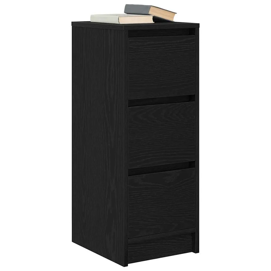 Buffet chêne noir 29,5x34x76 cm bois d'ingénierie - 4