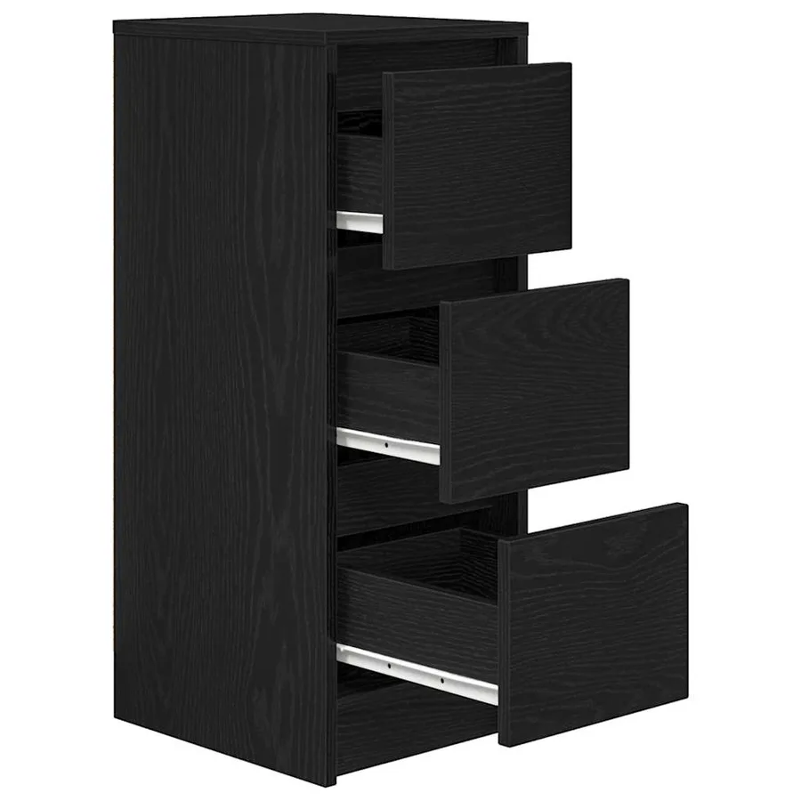 Buffet chêne noir 29,5x34x76 cm bois d'ingénierie - 5