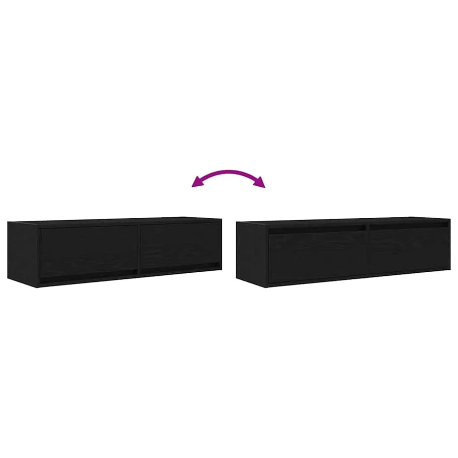 Meuble TV Chêne noir 100 x 31 x 25,5 cm Bois d'ingénierie - 12