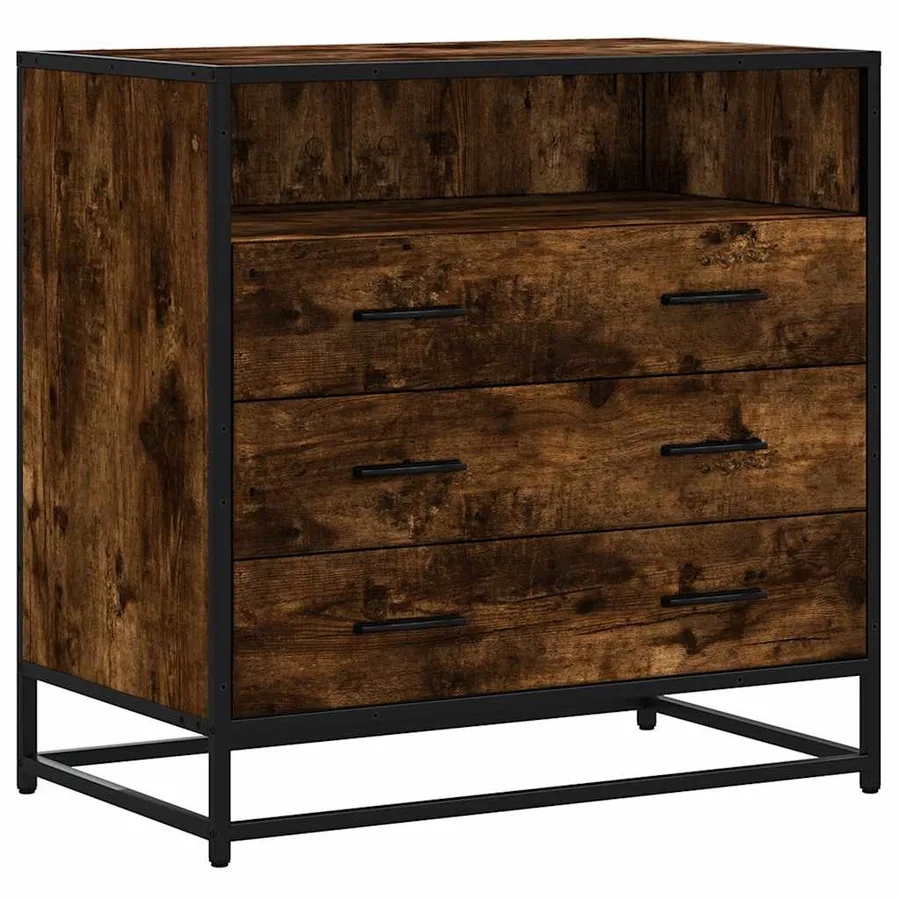 Commode chêne fumé 70x41x70 cm bois d'ingénierie - 2